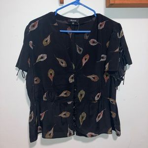 Madewell silk peacock feather blouse